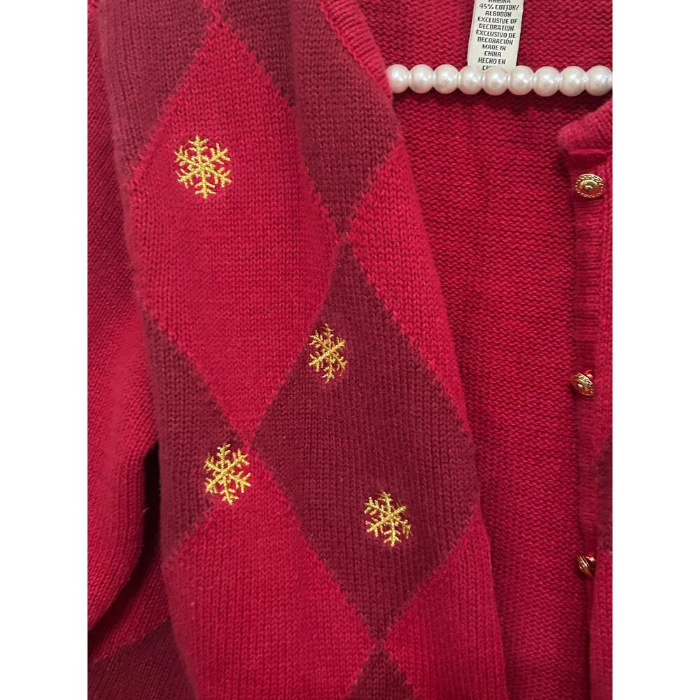 Vintage Red Christmas Sweater Cardigan Santa - Picture 6 of 7